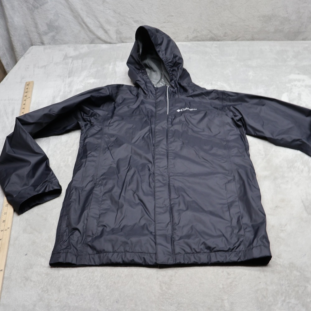 Columbia Jacket Boys Large 14/16 Black Watertight Wind Rain Light Waterproof